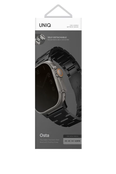 Apple Watch 49mm Ultra 2/1 - 46mm Seri 10 - 45mm Seri 9/8/7 - 44mm Seri SE2/SE/6/5/4 Metal Kordon  Black - 4