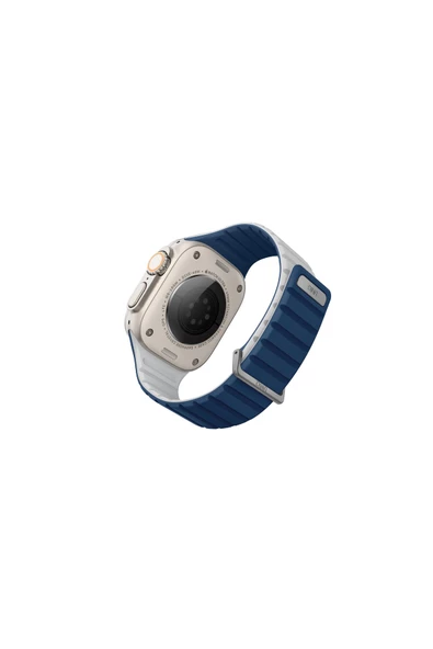 Apple Watch Revix Evo Serisi 49mm Ultra 2/1 - 46mm Seri 10 - 45mm 9/8/7 - 44mm SE2/SE/6/5/4 Kordon  Royal Blue - Grey - 2