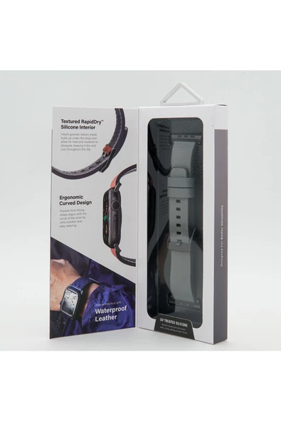Apple Watch 49mm Ultra 2/1 - 46mm Seri 10 - 45mm Seri 9/8/7 - 44mm Seri SE2/SE/6/5/4 Deri Kordon  Grey - 7