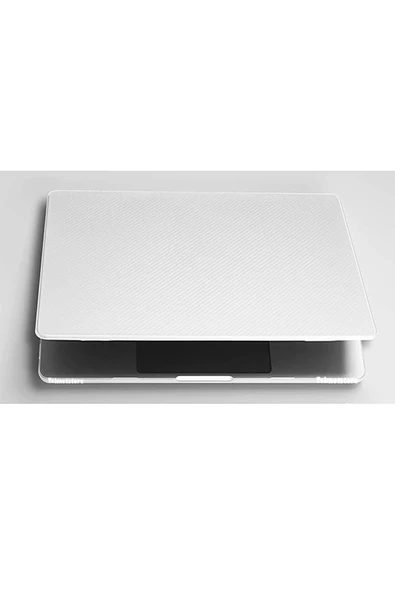 Macbook Pro 13 M1-m2 2020/2022 Simli Star Siyah Parlak Kılıf Kapak 360° Koruma A2338 - A2686 Uyumlu  Karbon Beyaz