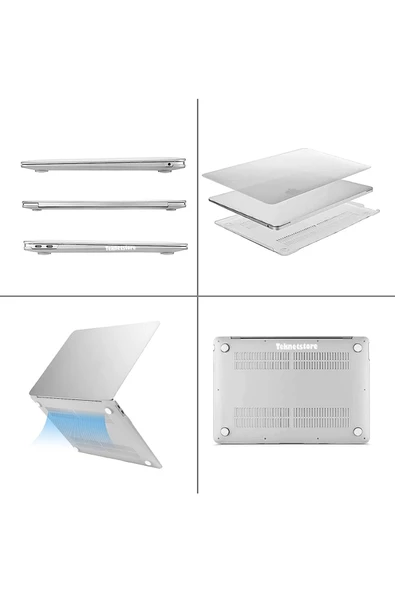 Macbook Pro 14 Inç M3 / M3 Pro / M3 Max A2992 Uyumlu 360 Tam Koruyucu Kristal Şeffaf Kapak  şeffaf - 7