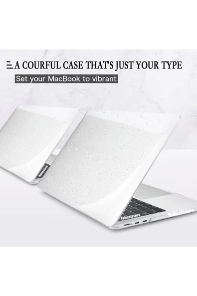 Macbook Pro 14 Inç M3 / M3 Pro / M3 Max A2992 A2918 Uyumlu Tam Koruyucu Kristal Şeffaf Kapak  Simli Şeffaf - 4