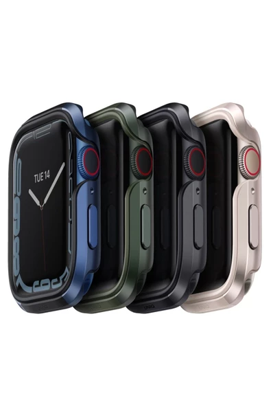 Apple Watch 45mm Kasa Koruyucu Metalik Görünüm Valencia Serisi Camlı Kasa  Green - 5