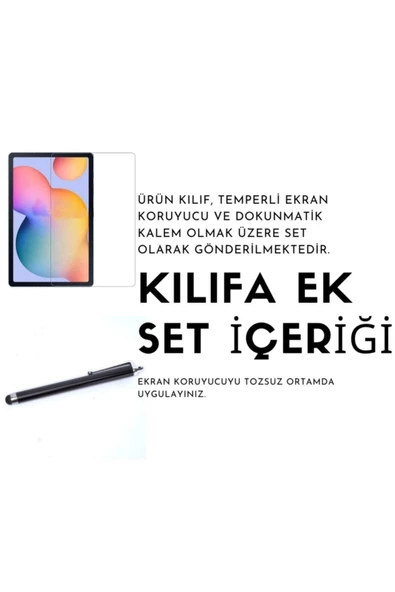 Samsung Galaxy Tab A7 Lite Sm-t220 Uyumlu Dönebilen Tablet Kılıfı+ekran Koruyucu+kalem Seti  Lacivert