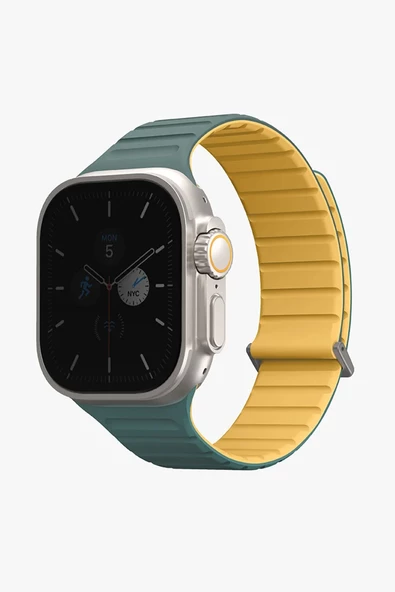 Apple Watch Revix Evo Serisi 49mm Ultra 2/1 - 46mm Seri 10 - 45mm 9/8/7 - 44mm SE2/SE/6/5/4 Kordon  Viridian Green - Yellow