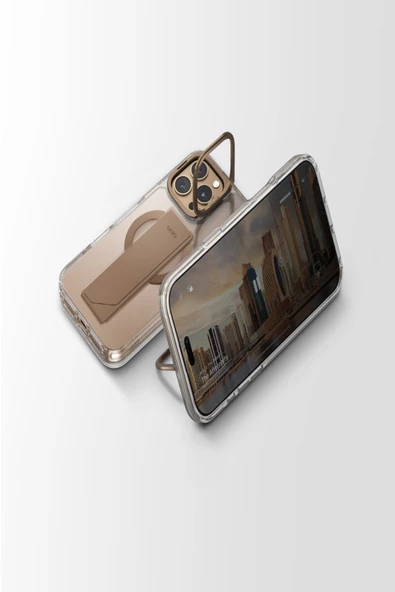 Iphone 16 Pro Max Kılıf Heldro Max Serisi Magsafe Özellikli (MAGCLİCK™) Tutma Bandı (FLEXGRİP™)  Taupe Gold - 4