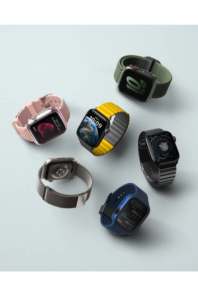 Apple Watch Linus Serisi Kordon 1/2/3/4/5/6/se/7/8/9 38mm/40mm/41mm Uyumlu Kayış  Grey - 5