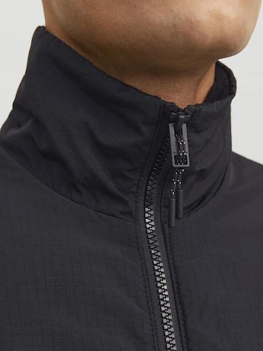 Jack Jones Erkek Hafif Outdoor Mont Yüksek Yaka Siyah Mont 12235864S - 5
