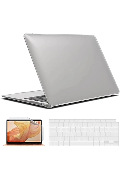 Macbook Pro 14 inç M3 / M3 Pro / M3 Max A2992 A2918 Uyumlu Kılıf + Klavye Kılıfı + Ekran Koruyucu  ŞEFFAF