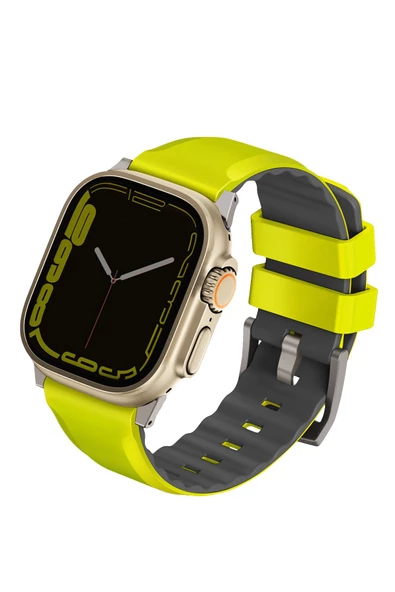 Watch Linus Serisi  49mm - 46mm -45mm- 44mm Ultra 2/1 Seri 10/9/8/7/SE2/SE/6/5/4 Kordon Kayış Uyumlu  Lime Green