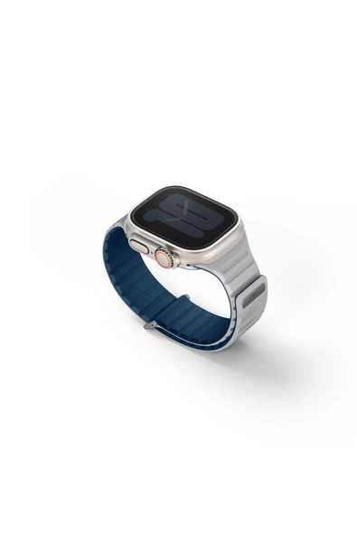 Apple Watch Revix Evo Serisi 49mm Ultra 2/1 - 46mm Seri 10 - 45mm 9/8/7 - 44mm SE2/SE/6/5/4 Kordon  Royal Blue - Grey