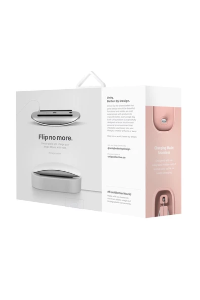 Apple Magic Mouse Pro Uyumlu  Şarj İstasyonu Nova Serisi Minimalist Tasarım  Pink - 3