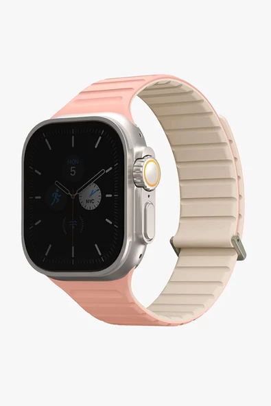 Apple Watch Revix Evo Serisi 49mm Ultra 2/1 - 46mm Seri 10 - 45mm 9/8/7 - 44mm SE2/SE/6/5/4 Kordon  Crepe Pink - Ivory