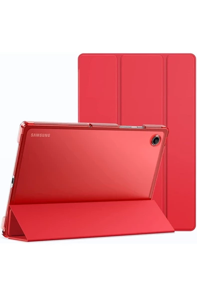 Samsung Galaxy Tab A8 Sm-x200 10.5 Inç Tablet Uyumlu Flip Smart Standlı Akıllı Kılıf Smart Cover  KIRMIZI