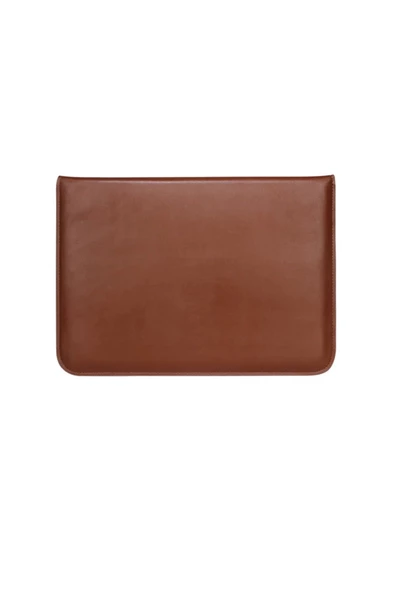 Apple Macbook Air M2 15 Inç 2023 M2 Çip A2941 Uyumlu Deri Mıknatıslı Çanta Stantlı Şık Tasarım  Kahverengi - 4