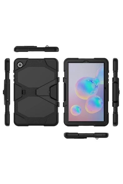 Samsung Galaxy T500 Tab A7 10.4 Inctablet Kılıfı Kalemlikli Defender Tank Zırh Silikon Yüksek Koruma  siyah - 2