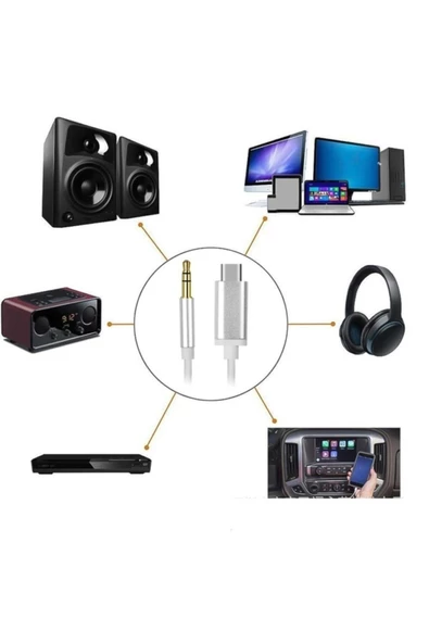 Type C Aux 3.5mm 1m Jack Dönüştürücü Aparat Samsung Xiaomi Huawei Oppo Uyumlu Ses Otg Kablo - 4