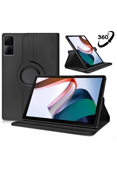 Xiaomi Redmi Pad 10.6 Uyumlu 360° Dönebilen Tablet Kılıfı Kalem Ekran Koruyucu 3lü Set  siyah - Resim 3