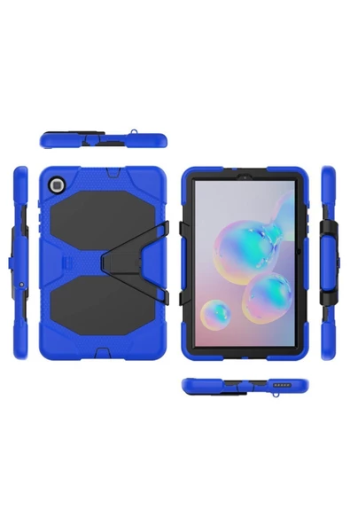 Samsung Galaxy T500 Tab A7 10.4 Inctablet Kılıfı Kalemlikli Defender Tank Zırh Silikon Yüksek Koruma  mavi - 2