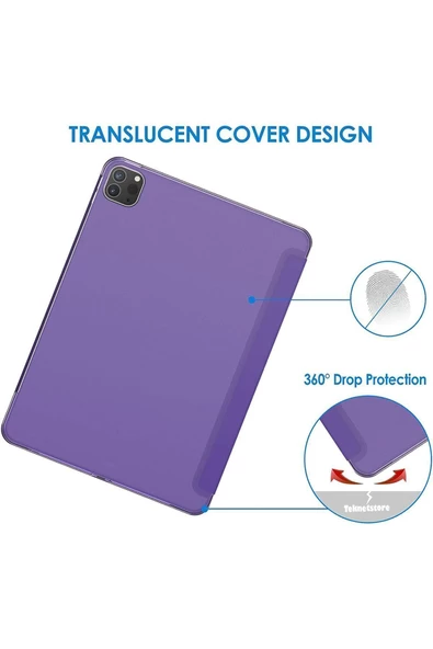 iPad Air 13" M3 (2025) / M2 (2024) Kılıf Kapaklı Smart Standlı Uyku Modlu Akıllı Case  Mor - 5