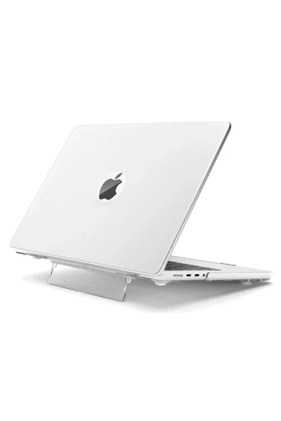 Macbook Air 13" 2020 M1 Çip A2337/a1932/a2179 Uyumlu Standlı Iz Önleyici Şeffaf Kılıf Koruyucu Kapak  Şeffaf