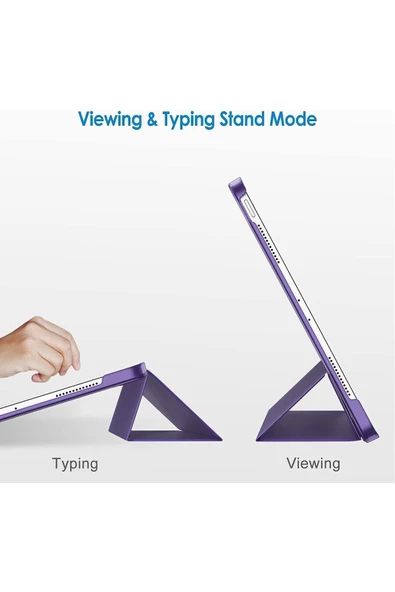 iPad Air 13" M3 (2025) / M2 (2024) Kılıf Kapaklı Smart Standlı Uyku Modlu Akıllı Case  Mor - 4