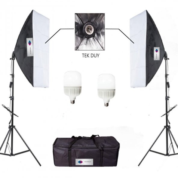 deyatech softbox 50x70 sürekli video ışık tekduylu çiftli 6500 kl. led ışık ikili ışık set