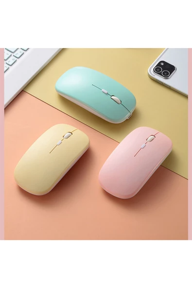 Macbook/Huawei/Samsung/Lenovo Uyumlu Şarj Edilebilir Sessiz Mouse Wifi Kablosuz Mouse Fare  Siyah - 4