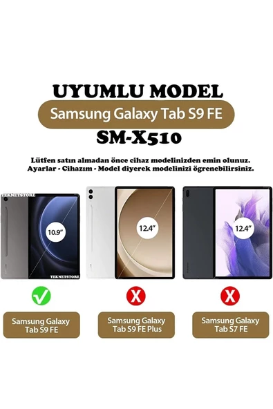 Samsung Galaxy Tab S9 FE 10.9 Inç Tablet Uyumlu 360 Döner Pu Deri Kılıf Seti Sm-x510  LACİVERT - 7