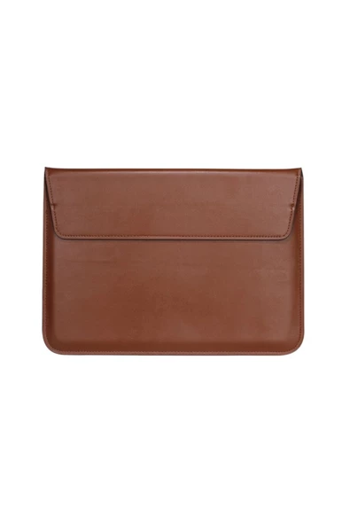 Apple Macbook Air M2 15 Inç 2023 M2 Çip A2941 Uyumlu Deri Mıknatıslı Çanta Stantlı Şık Tasarım  Kahverengi - 3