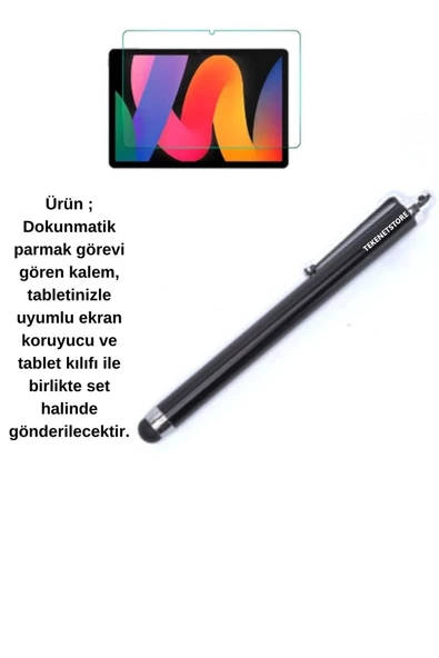 Honor Pad X9 11.5 İnç Uyumlu Kalem Bölmeli Standlı Silikon Kılıf + Ekran Koruyucu + Kalem 3'lü Set  Mor - Resim 3