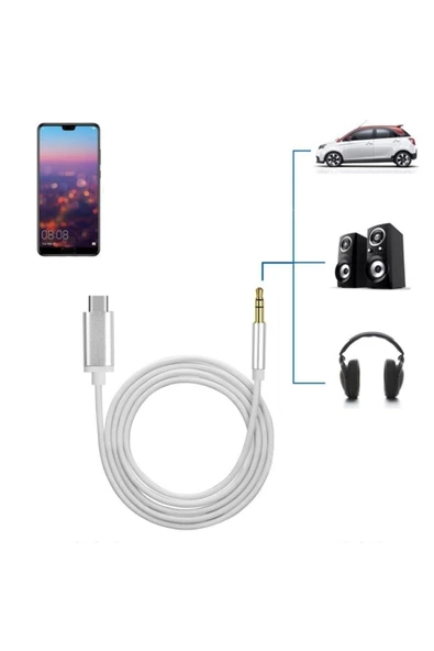 Type C Aux 3.5mm 1m Jack Dönüştürücü Aparat Samsung Xiaomi Huawei Oppo Uyumlu Ses Otg Kablo - 3