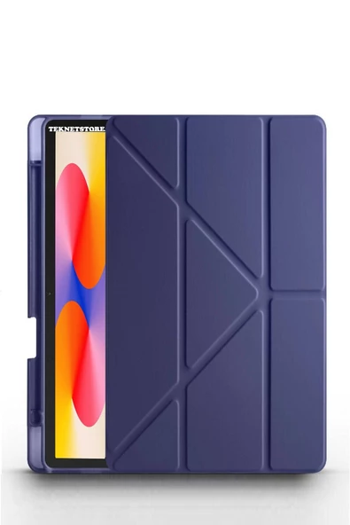 Huawei Matepad Se 11'' inç 2024 Uyumlu Kalem Bölmeli Standlı Kılıf + Ekran Koruyucu + Kalem 3'lü Set  Lacivert - Resim 4