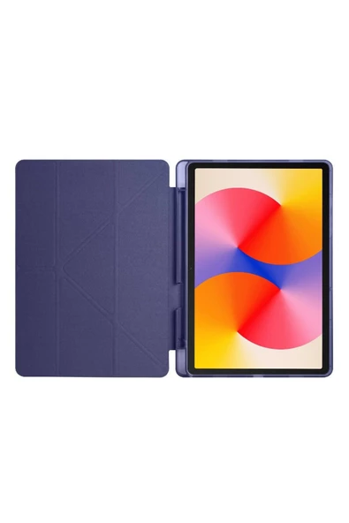 Huawei Matepad Se 11'' inç 2024 Uyumlu Kalem Bölmeli Standlı Kılıf + Ekran Koruyucu + Kalem 3'lü Set  Lacivert - Resim 5