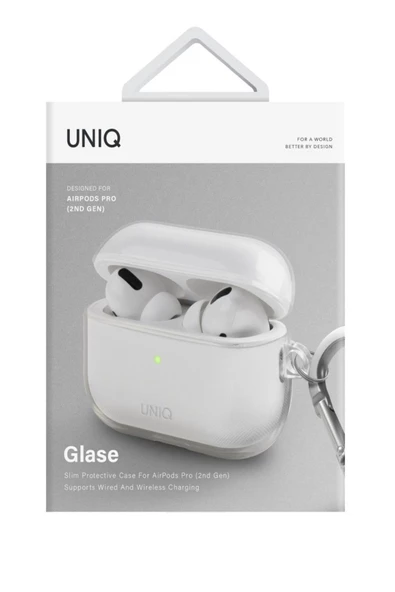 Airpods Pro 2 (2.nesil)  Uyumlu Kılıf Glase Serisi Cristal Net Görünüm Kablosuz Şarj Destekli  Crystal Clear - 7