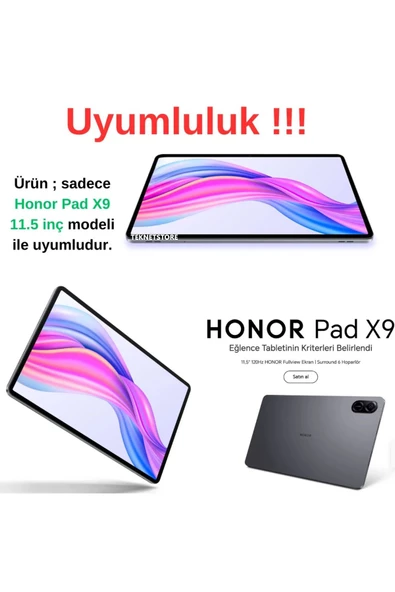 Honor Pad X9 11.5 İnç Uyumlu Kalem Bölmeli Standlı Silikon Kılıf + Ekran Koruyucu + Kalem 3'lü Set  Mor - Resim 4