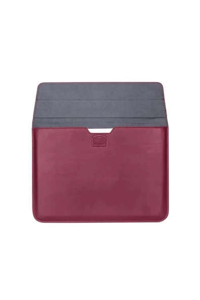 Apple Macbook Air M2 15 Inç 2023 M2 Çip A2941 Uyumlu Deri Mıknatıslı Çanta Stantlı Şık Tasarım  Mürdüm - 2