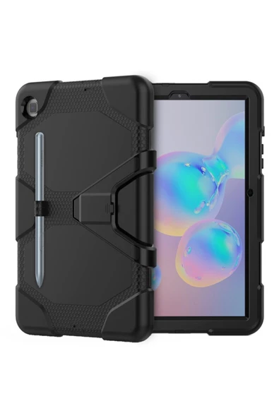 Samsung Galaxy T500 Tab A7 10.4 Inctablet Kılıfı Kalemlikli Defender Tank Zırh Silikon Yüksek Koruma  siyah - 1