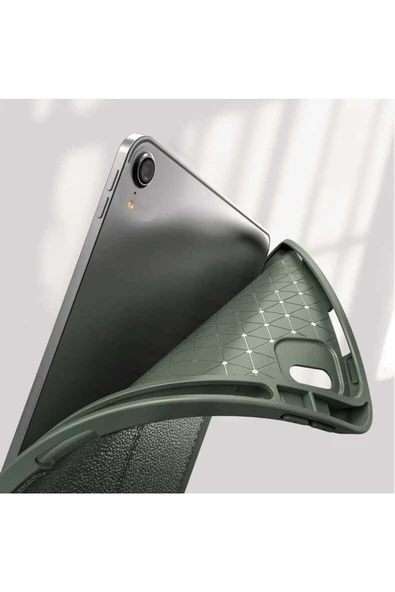 Ipad Air 5. Nesil 2022 10.9'' Inç M1 Uyumlu Deri Görünümlü Kalem Yuvalı Uyku Modlu Lüx Kılıf  Koyu Yeşil - 2