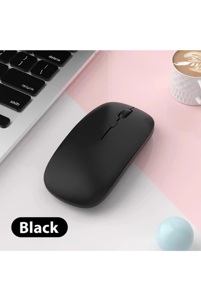 Macbook/Huawei/Samsung/Lenovo Uyumlu Şarj Edilebilir Sessiz Mouse Wifi Kablosuz Mouse Fare  Siyah
