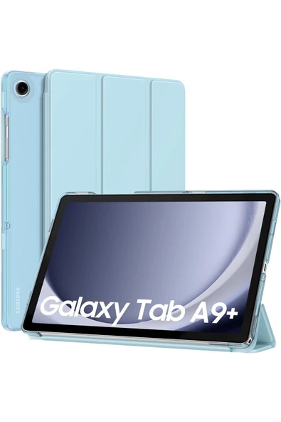 Samsun Galaxy Tab A9 Plus X210 Uyumlu Tablet Kılıfı Ekran Koruyucu Dokunmatik Kalem Seti  AÇIK MAVİ