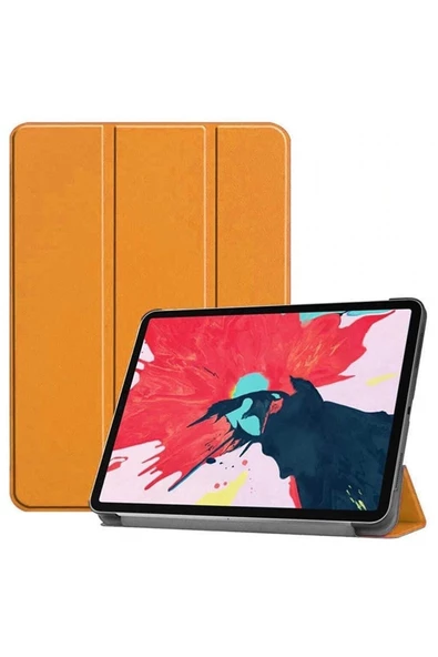 Samsung Galaxy Tab A8 Sm-x200 10.5 Inç Tablet Uyumlu Flip Smart Standlı Akıllı Kılıf Smart Cover  TURUNCU