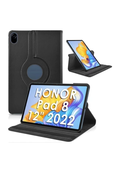 Honor Pad 8 12'' Inç 2022 Uyumlu 360 Dönen Koruyucu Tablet Kılıfı Hey-w09  Siyah