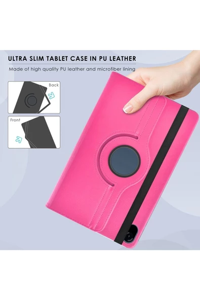 Honor Pad 8 12'' Inç 2022 Uyumlu 360 Dönen Koruyucu Tablet Kılıfı Hey-w09  Pembe Açık - 3