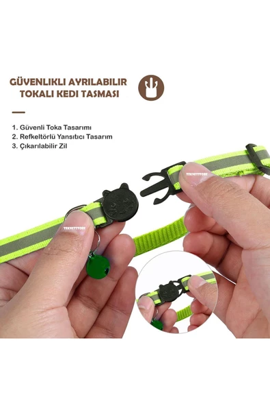 Airtag Yuvalı Kedi Ve Köpek Tasması Kilitli Güvenlik Aparatı Airtag Kılıfı ve Zil Boyun Tasması GPS  Tek Ebat Sarı - 3