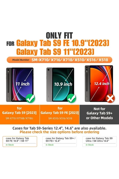 Samsung Galaxy Tab S9 FE 10.9 Inç Tablet Kılıfı Kalemlikli Askılı Tank Silikon Yüksek Koruma Sm-x510 - 2