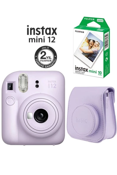 Instax Mini 12 Mor Fotoğraf Makinesi 10'lu Film ve Çantalı Seti 98