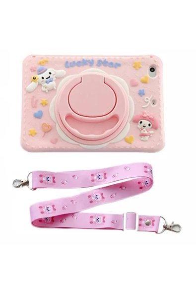 Apple Ipad 8. Ve 9. Nesil 10.2 Inç 2020 / 2021 Uyumlu Kedi Kılıf Standlı Eğlenceli Koruma  LUCKY PEMBE - 1