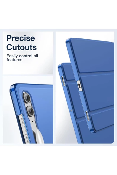 Samsung Galaxy Tab S9 FE SM-X510 X516 X518 Kılıf 10.9" Uyumlu Kılıf Akıllı Smart Standlı Kapaklı  Lacivert - Resim 4