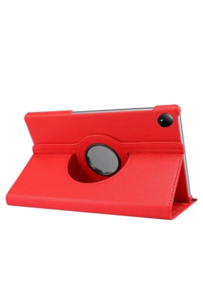 Xiaomi Redmi Pad Se 8.7 Inç Tablet Uyumlu Uyku Modlu 360 Döner Pu Deri Kılıf Seti  KIRMIZI - 6